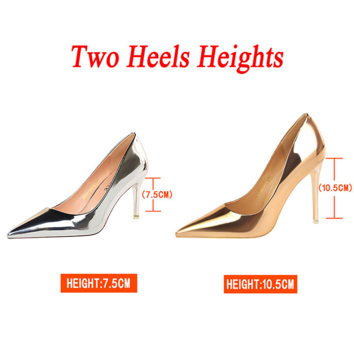 Women%20Patent%20Leather%20Pumps%207.5cm%2010.5cm%20High%20Heels%20Lady%20Stiletto%20Low%20Heels%20Wedding%20Bridal%20Mteallic%20Silver%20Gold%20Sparkly%20Shoes%20-%20Image%207