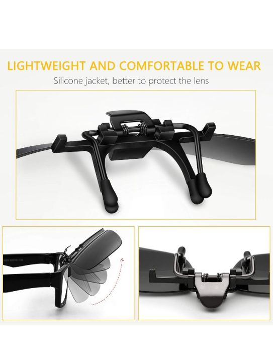Gritin%20Clip%20on%20Sunglasses,%20%5B2-Pack%5D%20Mens/Womens%20UV400%20Flip-Up%20Polarised%20Sunglasses%20-%20Convenient%20and%20Secure%20Fit%20over%20Prescription%20Eyeglasses%20Ideal%20for%20Driving%20and%20Outdoors-Day%20Vision%20-%20Image%203