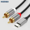 NIERBO USB C to 2RCA Male Jack Plug Adapter Type-C to RCA Male to Male Y RCA Splitter for Car Auxiliary Stereo Speaker Amp Cord. 