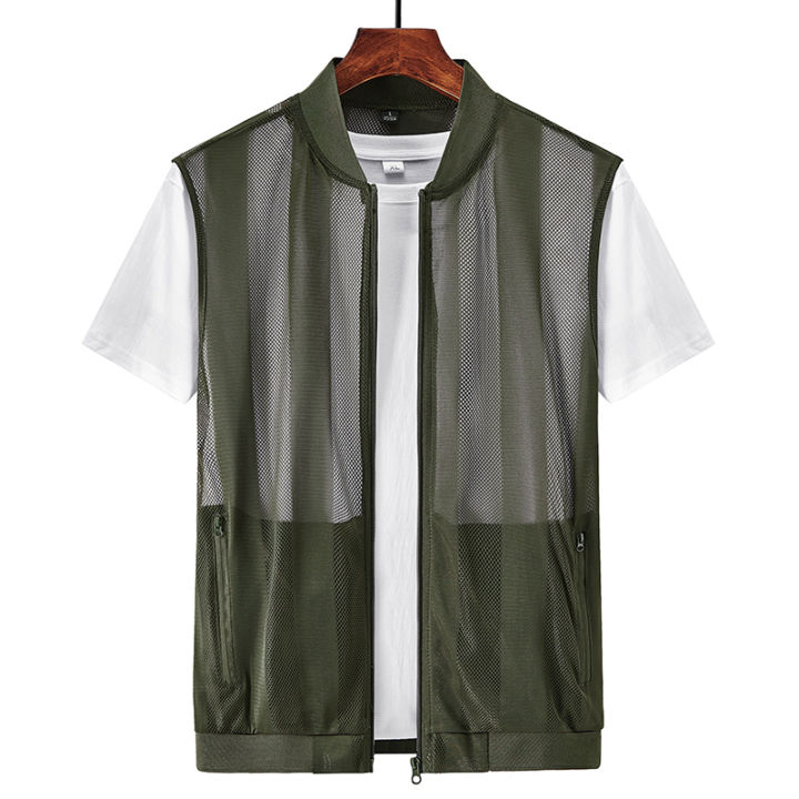 Summer Men Mesh Hollow Waistcoat Breathable Outdoor Sports Coat High-Quality Design Leisure Vest Men