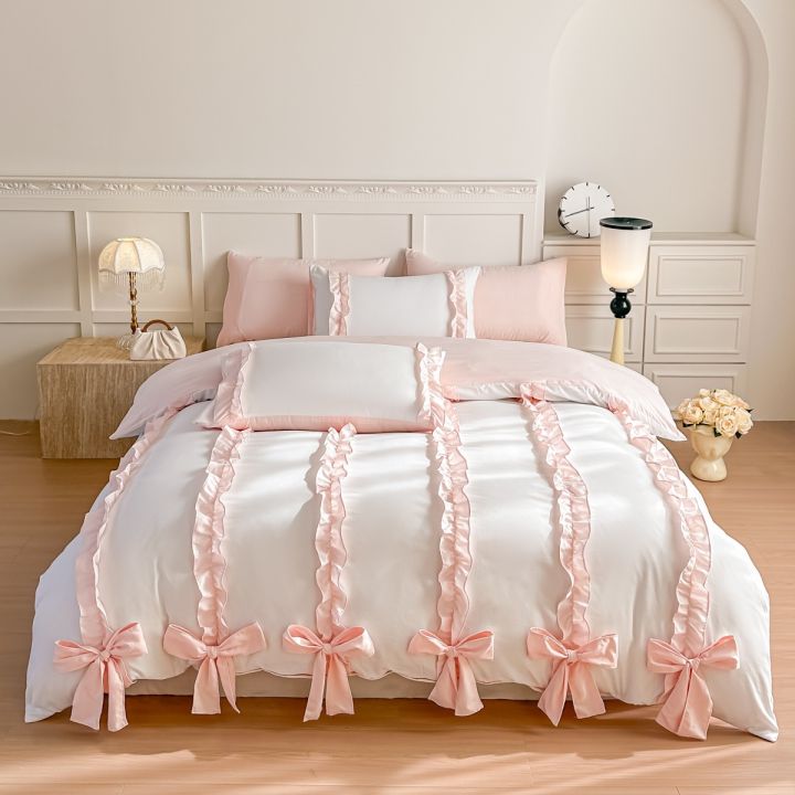 3%20Piece%20Sheet%20Set%20%20pink%20bowknot%20duvet%20cover%20Set%20%EF%BC%8C%20comfortable%20Bedding%20Set%20Bedspread%20for%20All%20Season%20-%20Image%207