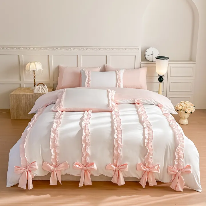 3%20Piece%20Sheet%20Set%20%20pink%20bowknot%20duvet%20cover%20Set%20%EF%BC%8C%20comfortable%20Bedding%20Set%20Bedspread%20for%20All%20Season%20-%20Image%207
