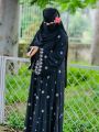 Abaya borka (Star Borka) With (Koti+Inner+Belt+Hijab) Dubai Charry Georget Stylish Embroidery Work Party Borka For Women.