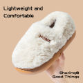 Cotton slippers women's winter new style bag heel home warm and non slip plush cotton shoes for men wearing outside. 