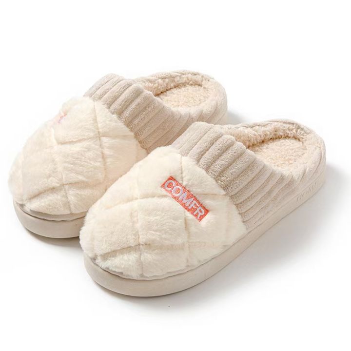 Women's Casual Home Slippers Soft Bottom Plush Slippers Anti-slip Thermal Slippers Indoor Winter Men's Fashion Casual Flats Slip
