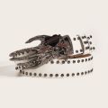 Gothic Punk Leather Y2k Belt For Women Men Metal Buckle Waist Strap Designer Luxury Female Jeans Trouser Decorative Waistband. 