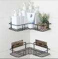 Bathroom Kitchen Punch Corner Frame Shower Shelf Wrought Iron Shampoo Storage Rack. 