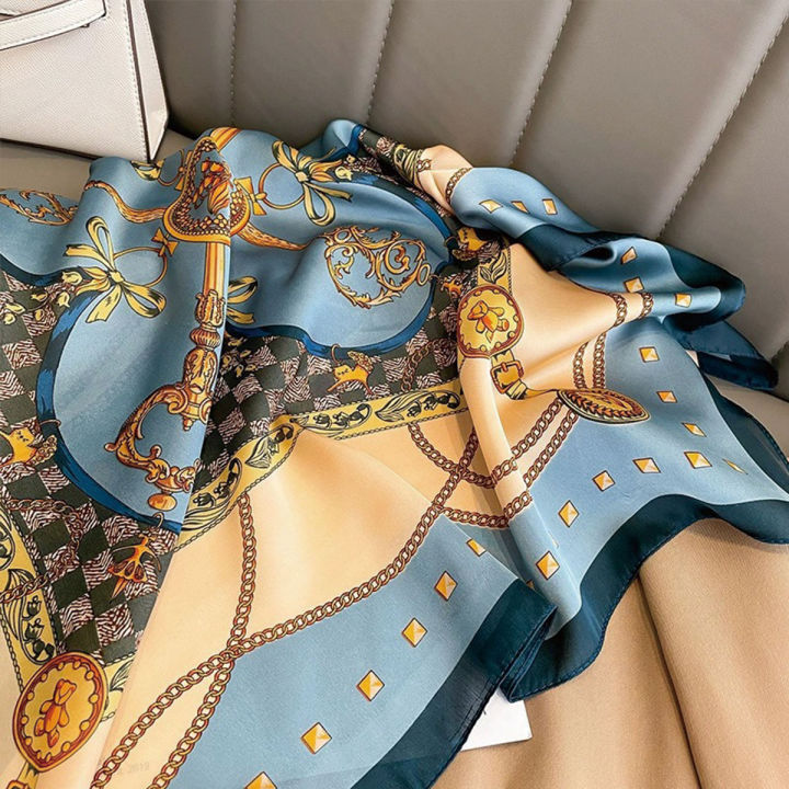 70x70cm%20Fashionable%20Korean%20Style%20Silk%20Square%20Scarf%20Satin%20Print%20Hairband%20Necktie%20Hair%20Accessory%20Headscarf%20Versatile%20Wrap%20Scarf%20-%20Image%205