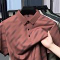 2025 New Men's Business Casual Short Sleeved Printed Polo Shirt Fashionable Breathable Comfortable and Versatile Top. 