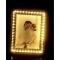 Magic Mirror Photo Frame In 3D Effect 3-In One Mirror+Photo frame+LED Best Gift for Anniversary And Birthdays. 