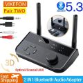 Bluetooth 5.3 Audio Transmitter Receiver Wireless Music Adapter Pair 2 Devices BT 5.0 3.5mm Aux Jack RCA For TV Car PC Headphone. 