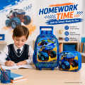 3Pcs Rolling Backpack for Boys, Kids Roller Wheels School Bookbag with Lunch Bag, Wheeled School Bag for Children. 