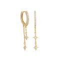 2/3/4 Pcs Star Moon Pendant Design CZ Chain Hoop Earring For Women, Stainless Steel Cartilage Stud Earring Piercing Jewelry. 