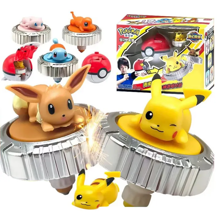 Pokemon%20Elf%20Spinning%20Top%20Gyro%20Ball%20Action%20Figure%20Figurine%20Pikachu%20Charmander%20Squirtle%20Mew%20Eevee%20Launcher%20Kid%20Battle%20Game%20Toy%20Set%20-%20Image%202