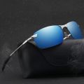 Classic Metal Men Sunglasses Fashion Driving Fishing Half Frame Retro Sun Glasses Luxury Brand Designer Eyewear.