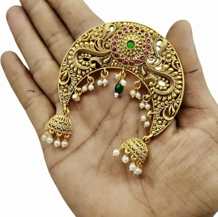 Elegant%20Gold%20Plated%20Polki%20Hair%20Brooch:%20Kemp%20Stone%20&%20Pearl%20Juda%20Pin%20-%20Image%207