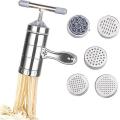 Stainless steel Noodle and pasta maker machine with plastic handle. 
