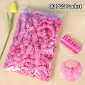 80pcs Shower Cap Head Cover Elastic Plastic Thickened Pink Round Cover Food Kitchen Bathroom Accessories Food Preservation Bag.