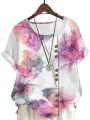 CLOOCL Pretty Floral Women T-shirts Flowers Art draw 3D Printed Short Sleeve Shirts Plus Size Summer Casual Streetwear.
