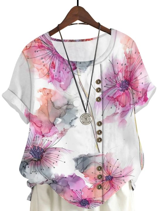 CLOOCL Pretty Floral Women T-shirts Flowers Art draw 3D Printed Short Sleeve Shirts Plus Size Summer Casual Streetwear
