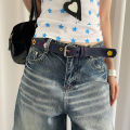 Y2k Dopamine Floral Red Plaid Waist Belt For Women Summer 2025 New Sweet Cool Hot Girl Denim Blue Belt.
