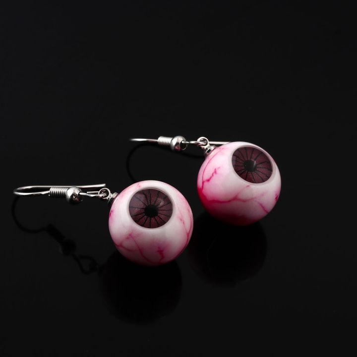 Funny Horror Bloodshot Halloween Eyeball Earrings Simulation 3D Eyeballs Gothic Earrings Pendant Halloween Cosplay Jewelry 
