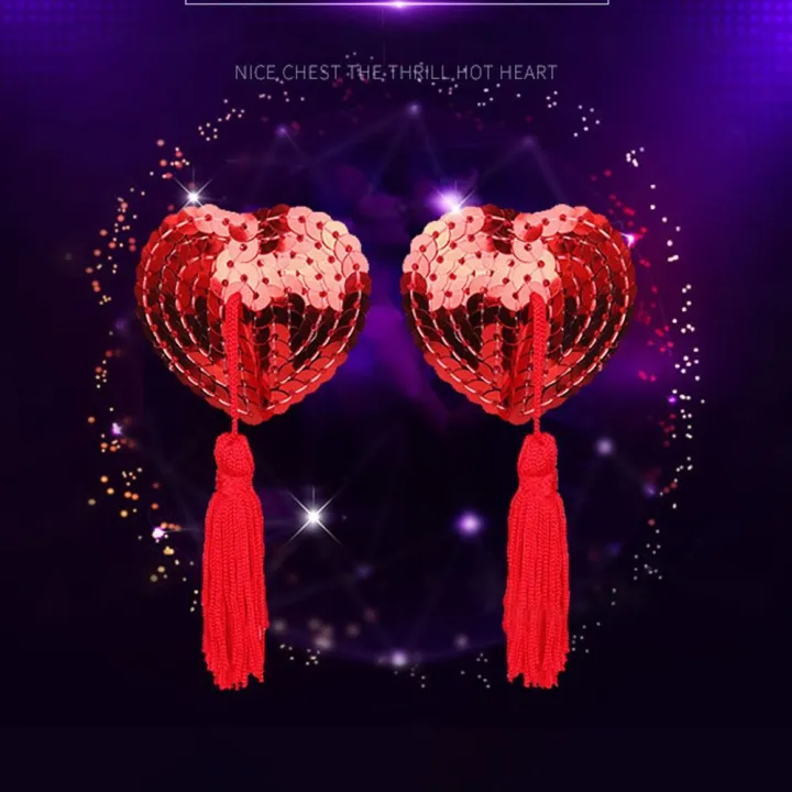 1%20Pair%20%20Heart%20Shape%20Bra%20Nipple%20Cover%20Pasties%20Stickers%20Women%20Lingerie%20Sequin%20Tassel%20Breast%20Bra%20Nipple%20Cover%20Self%20Adhesive%20-%20Image%202