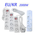 EU KR Power Strip Socket 2000W 13A 3 4 5 Outlets with Master White Electrical Office Sockets with 150cm 200cm Extension Cable. 