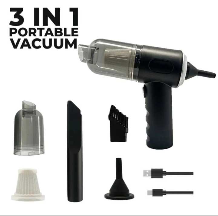 vaccum cleanee - vaccum cleaners for car - 3in1 vaccum cleaner - vaccum for home - duster blower - vaccum cleaner for carpet, sofa, interior, office and for home - powerful - rechargeble - portable - balon air pump car vacum cleaner for cleaning house KS