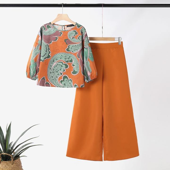 2024%20Summer%20Floral%20Print%20Suit%20ZANZEA%20Women%203/4%20Sleeve%20Blouse%20Wide%20Leg%20Pant%20Sets%20Stylish%20Tracksuits%20Fashion%20Loose%20Matching%20Sets%20-%20Image%207