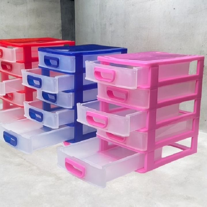 Plastic Five Layer Mini Drawer Storage Cabinet Box for Kitchen | for Bedroom | Jewellery Storage Box | Drawer Organizer (Pink)(Dimensions - 25cm × 22cm × 16cm)