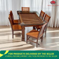 Simple Design Sub Veneer 6 Chair Dining Set With 10 mm Tempered Glass Model: ADI-874. 