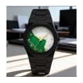 Arabic Aura Watch – Carbon Fiber Look Body with Sleek & Modern Design - White X Green. 