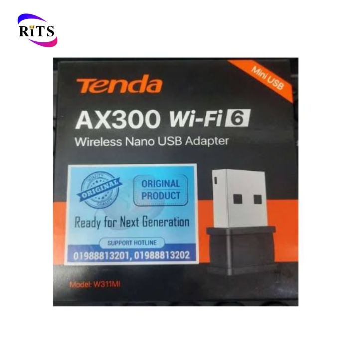 Tenda WIFI Receiever W311MI-V6 AX300 Wi-Fi 6 Wireless Nano USB Adapter - (Black)