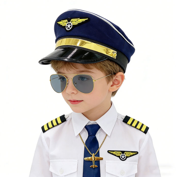 Children%20Captain%20Hat%20Cosplay%20Aviation%20Cap%20Navy%20Party%20Costume%20Police%20Sailors%20Caps%20Performance%20Captain%20Hat%20with%20Badge%20Unisex%201PC%20-%20Image%202