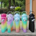 Pack Of 3 Large Water Bottles Motivational Drinking Bottle Sports Straw Bottles With Time Marker Plastic Cups Outdoor. 