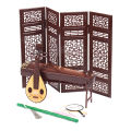 Creative Dollhouse Miniature Folding Screen Flute Lute Guzheng Fan Life Scene Ornament Kids Play Toys.