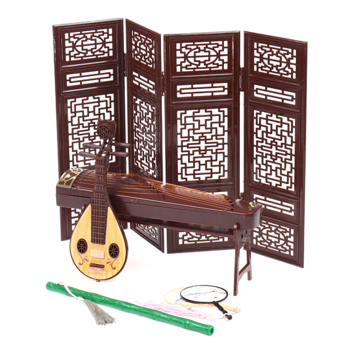 Creative%20Dollhouse%20Miniature%20Folding%20Screen%20Flute%20Lute%20Guzheng%20Fan%20Life%20Scene%20Ornament%20Kids%20Play%20Toys%20-%20Image%202
