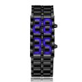 Fashion Black Full Metal Digital Lava Wrist Watch Men Blue LED Display Mens Watches Gifts for Male Boy Sport Creative Clock. 