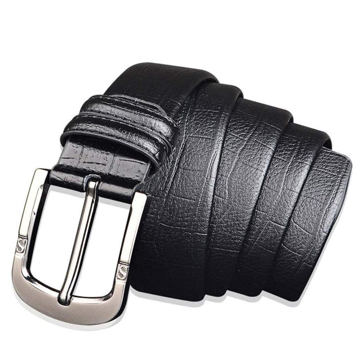 Black genuine leather belt for men