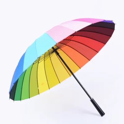 Solid Stylish Umbrella For Men & Women Rainy Season Rainbow Umbrella