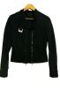 women's crop jacket jersey double ziplock black medium size trendy style for girls. 