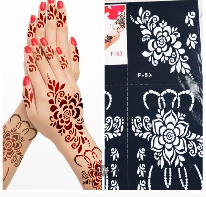 5%20pcs%20Mehndi%20Sticker%20Henna%20Stencil%20Indian%20Style%20Flower%20Lace%20Hands%20Glitter%20Airbrush%20for%20Women%20Hand%20Paint%20Mehndi%20Tattoo%20Template%20-%20Image%205
