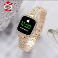 HOT DEAL NO 1 Full Diamond Touch Screen LED Watch Steel Chain with Diamonds Ladies Watches For Female Women Girl. 