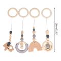 4 Pcs/Set Baby Teething Nursing Rattle  Play Gym Frame Stroller Hanging Pendants Wooden Ring Teether Molar. 