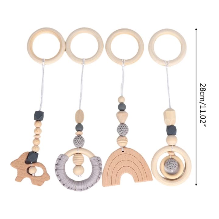4%20Pcs/Set%20Baby%20Teething%20Nursing%20Rattle%20%20Play%20Gym%20Frame%20Stroller%20Hanging%20Pendants%20Wooden%20Ring%20Teether%20Molar%20-%20Image%205