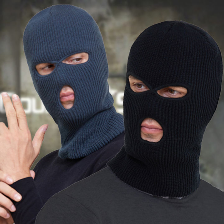 Full Face Cover Mask Three 3 Hole Balaclava Knitted Army Tactical CS ...
