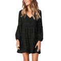 Womens Knit Dresses Casual Midi Ruffle Sleeve Dress Dot Swing Dress Casual Loose Mini Women Mother Of The Bride Dresses vestidos. 