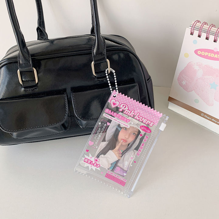 Korean%20Style%20Cute%20Transparent%20Zipper%20Card%20Holder%203%20Inch%20Photo%20Sleeve%20Student%20ID%20Badge%20Pendant%20Storage%20Pouch%20Clear%20Card%20Case%20-%20Image%204
