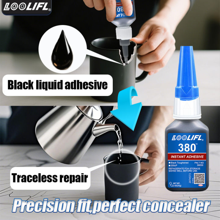 LOOLIFL 380 Black Super Black glue for Plastic Wood Metal tyres Rubber shoes Strong Adhesive Repair Tool Strong Rubber Glue DIY